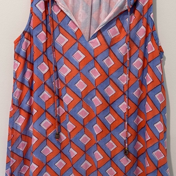 Oliphant Orange Pink Blue Diamond Sleeveless Ruffle Hem
Dress Size M - Picture 3 of 10